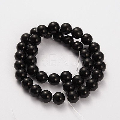Natural Gemstone Obsidian Round Beads Strands G-O030-4mm-08-1