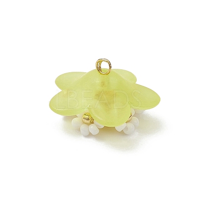 Glass Seed Beaded Flower Pendants PALLOY-MZ01128-03-1