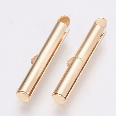 Brass Slide On End Clasp Tubes X-KK-Q747-11G-KC-1