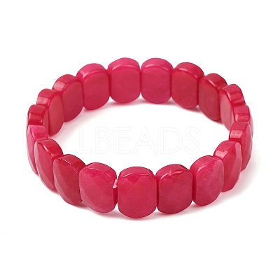 Dyed Natural White Jade Beaded Stretch Bracelets for Unisex G-K303-01K-01-1