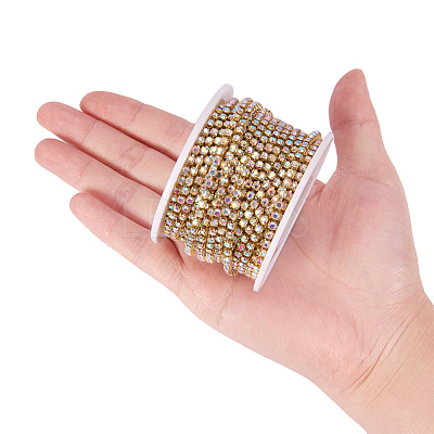 Brass Rhinestone Strass Chains CHC-T001-SS10-02C-1