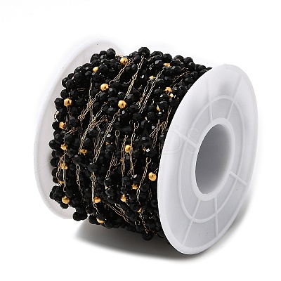 Handmade 304 Stainless Steel Beaded Chains CHS-L031-08G-03-1