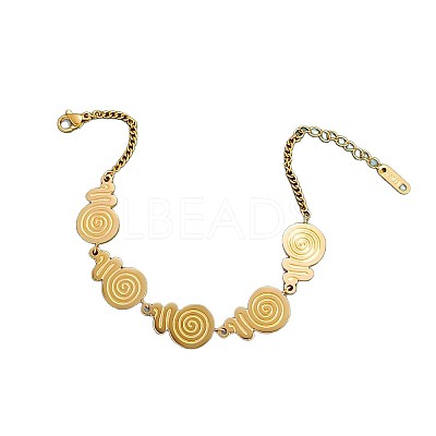 304 Stainless Steel Spiral Link Chain Bracelets for Women WG2B4F1-01-1