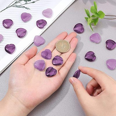20Pcs Heart Dyed Natural Striped Agate Heart Palm Stone G-FH0001-20-1