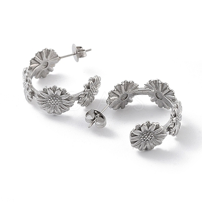 Non-Tarnish Sunflower 304 Stainless Steel Stud Earrings EJEW-P258-20P-1