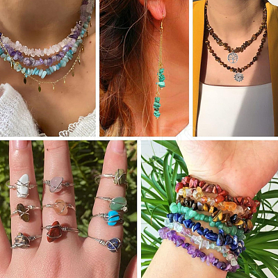 15 Styles Natural & Synthetic Mixed Gemstone Chip Beads G-PA0001-99-1