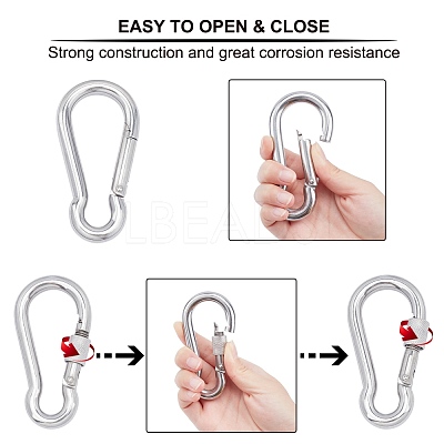 2Pcs 2 Style 304 Stainless Steel Rock Climbing Carabiners STAS-UN0020-68P-1