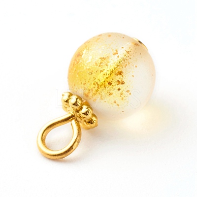 Frosted Spray Painted Foil Glass Beads PALLOY-JF00808-1