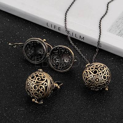 Brass Hollow Round Cage Pendants LS-KK-L079-02-NR-1
