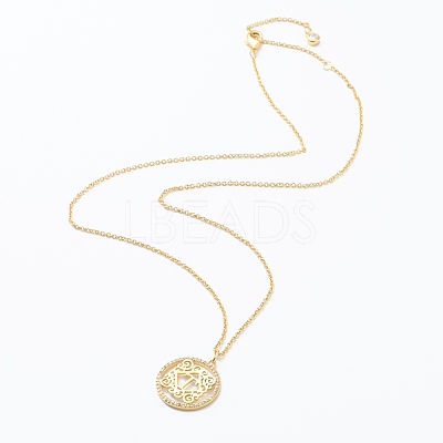 Brass Micro Pave Clear Cubic Zirconia Pendant Necklaces NJEW-J059-01T-1