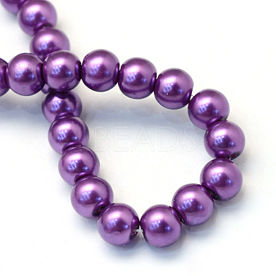Baking Paint Pearlized Glass Pearl Round Bead Strands HY-Q003-4mm-37-1
