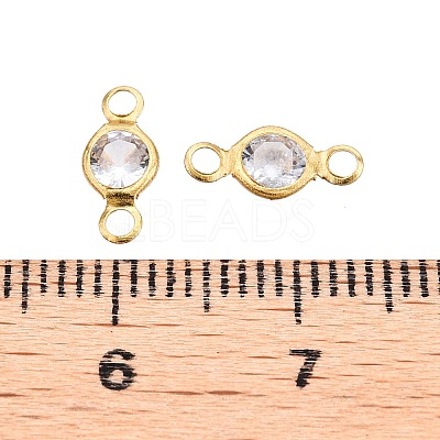 Brass Clear Cubic Zirconia Connector Charms KK-T070-07C-B-1