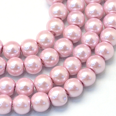 Baking Paint Pearlized Glass Pearl Beads Strands X-HY-Q003-10mm-47-1