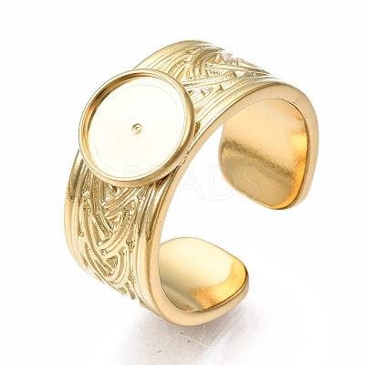 304 Stainless Steel Open Cuff Finger Ring Cabochon Settings STAS-T060-05G-1