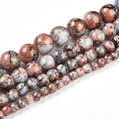 Baking Paint Glass Beads Strands DGLA-N003-8mm-B05-1
