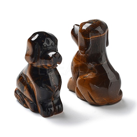 Natural Tiger Eye Carved Healing Dog Figurines DJEW-F025-01A-1