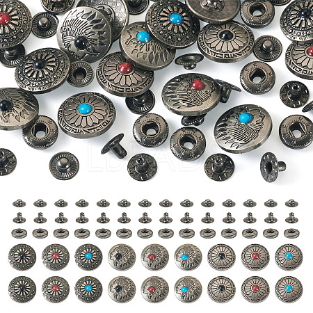 18Sets 9 Styles Brass Snap Buttons FIND-SW0001-33-1