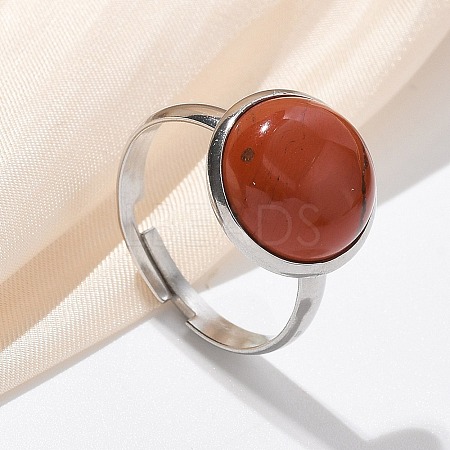 Half Round Natural Red Jasper Finger Rings RJEW-M062-01P-19-1