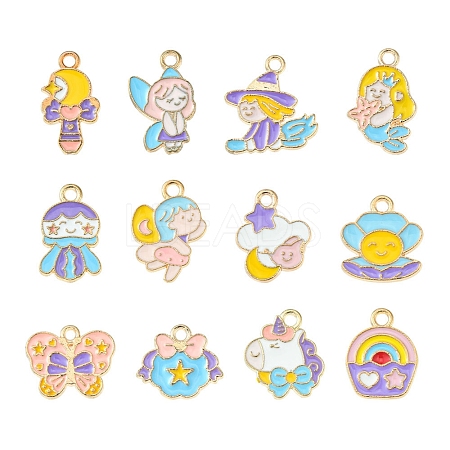 12Pcs 12 Style Alloy Enamel Pendants ENAM-YW0002-76-1