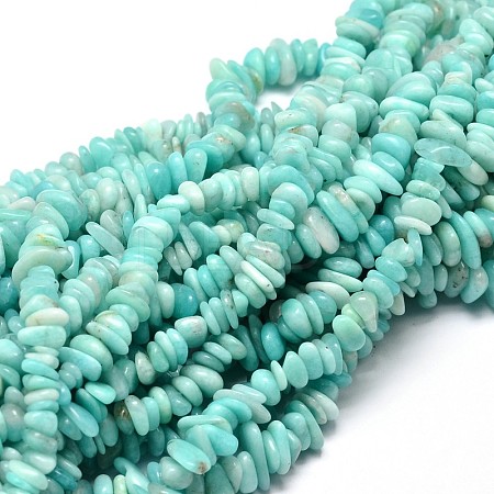 Natural Amazonite Chip Beads Strands G-E271-75-1