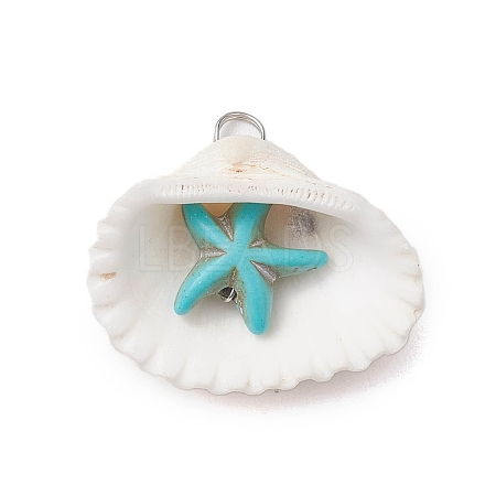 Summer Beach Natural Shell Pendants PALLOY-JF02649-02-1