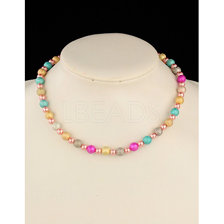 Fashion Imitation Acrylic Pearl  Stretchy Necklaces for Kids NJEW-JN00428-04-1