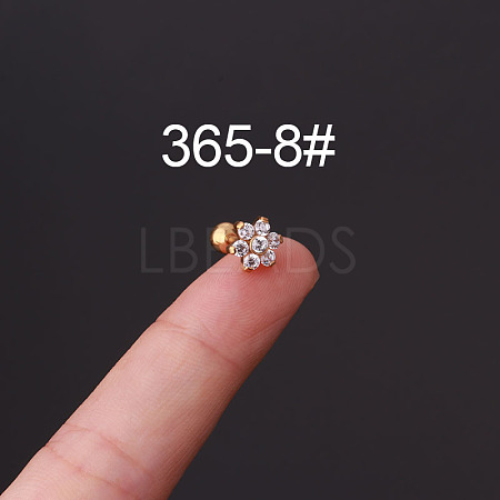 316L Surgical Stainless Steel Micro Pave Clear Cubic Zirconia Cartilage Earrings WG35966-08-1