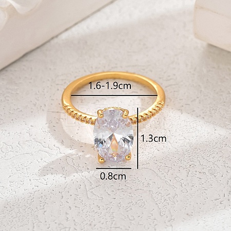 Elegant European and American Copper Zircon Oval Dove Egg Ring. MM3705-1-1