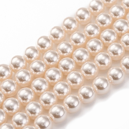 Baking Paint Pearlized Glass Pearl Round Bead Strands PEAR-H019-02B-02-1