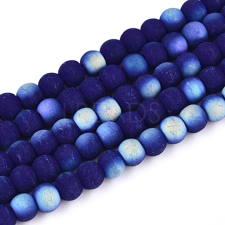 Frosted Opaque Glass Beads Strands GLAA-T032-P4mm-MBB03-1