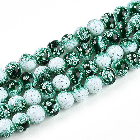 Transparent Baking Paint Glass Beads Strands X-DGLA-N009-8mm-06-1