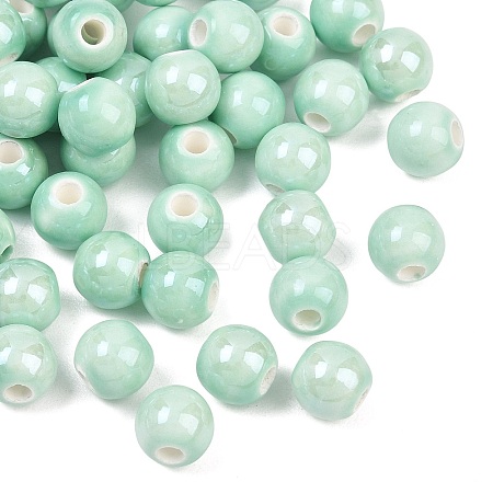 Glazed Porcelain Round Beads PORC-S489-8mm-02-1