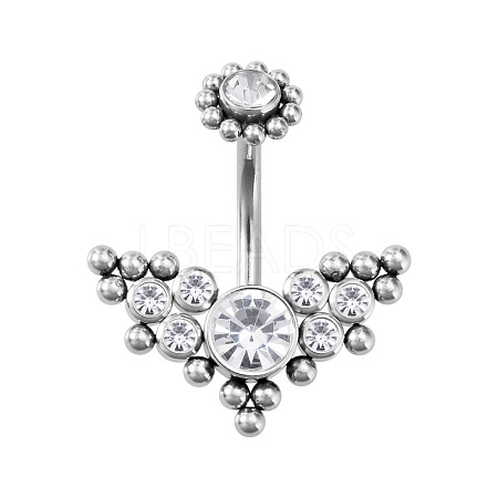 316L Surgical Stainless Steel Cubic Zirconia Wing 15 Gauge Belly Button Rings WG4371E-01-1