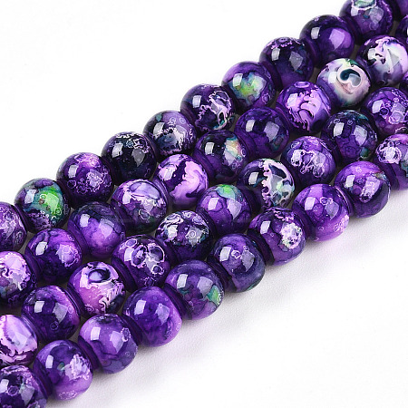 Baking Paint Glass Beads Strands DGLA-N003-6mm-A07-1