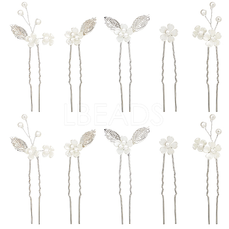 Alloy with Plastic Beads Hair Sticks for Women Girls OHAR-WH20010-08P-1