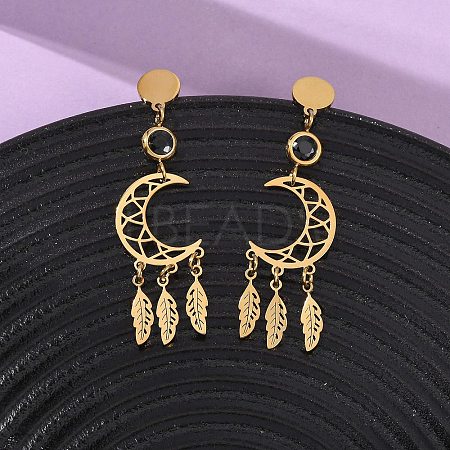 304 Stainless Steel Dangle Stud Earrings EJEW-F393-08G-1