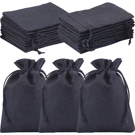 Beebeecraft Polyester Imitation Burlap Packing Pouches Drawstring Bags ABAG-BBC0001-02B-02-1