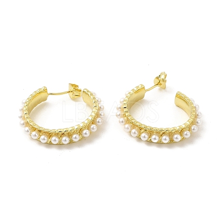 ABS Pearl Beaded Ring Stud Earrings EJEW-E273-16LG-1