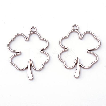 Matte Style Rack Plating Alloy Irish Clover Open Back Bezel Pendants PALLOY-S047-06A-FF-1