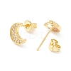 Clear Cubic Zirconia Crescent Moon Stud Earrings EJEW-P196-14G-2