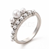 Plastic Imitation Pearl Cuff Ring RJEW-F142-04P-1