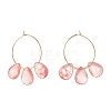 Synthetic Other Watermelon Stone Glass Teardrop Beaded Hoop Earrings EJEW-JE04787-01-3