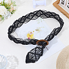 Cloth Woven Rhombus with Wood Chain Belts for Women AJEW-WH20019-125C-4
