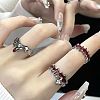 3Pcs Gothic Styles Brass Enamel Cuff Rings for Women FS-WGEADFE-12-1