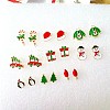 9 Pairs Christmas Alloy Enamel Stud Earrings EJEW-G449-01G-1