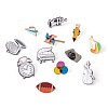 Crafans 12Pcs 12 Style Rugby & Bottle & Piano & Violin & Pencil Enamel Pins JEWB-CF0001-02-3