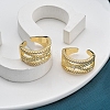 Rack Plating Brass Micro Pave Clear Cubic Zirconia Cuff Finger Rings for Women RJEW-M028-34G-5