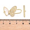 Brass Micro Pave Clear Cubic Zirconia Toggle Clasps KK-N254-149G-4