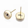 Brass Micro Pave Cubic Zirconia Stud Earrings KK-S356-147G-NF-2