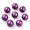 Spray Painted ABS Plastic Imitation Pearl Beads OACR-T015-05B-11-3